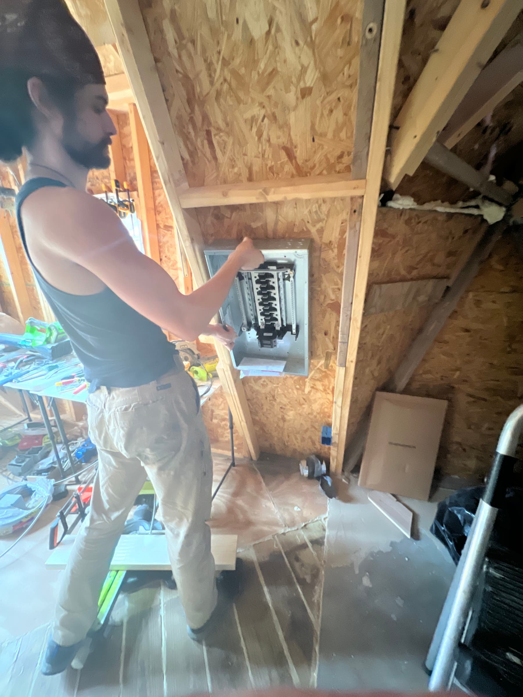 Wiring the electrical panel inside the frame